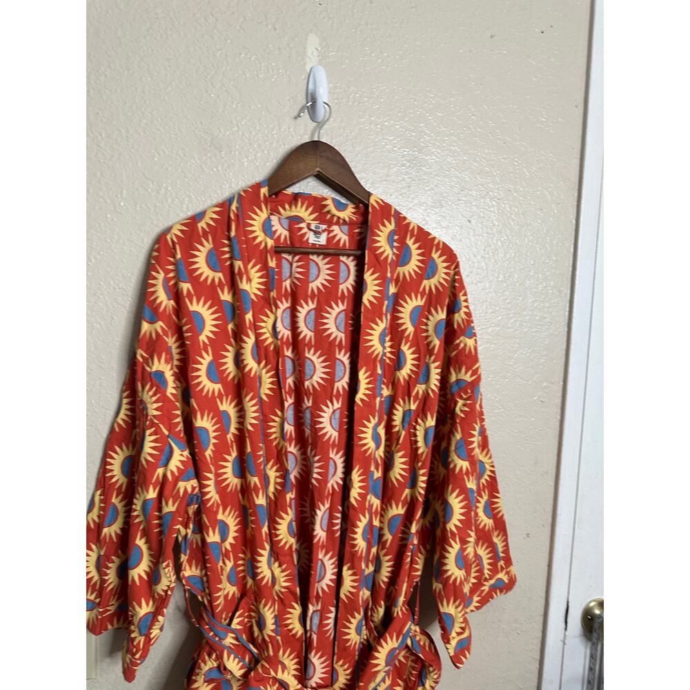 Block Shop Textiles Suns Robe in Chili size XXL/XXXL Belted Duster Hand Printed - Picture 7 of 9